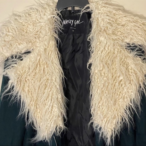Nasty Gal wool blend faux fur zip front jacket womens size XS - Picture 2 of 10